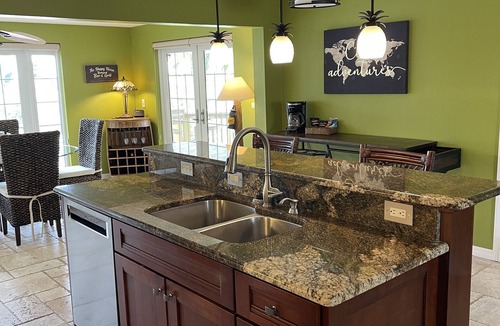 Yacht Club House | Tropical private oasis pool home w/hot tub, areas to relax on Gulf Access Canal
