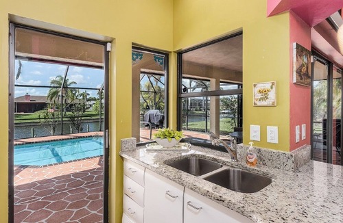 Fort Myers Villa | Waterfront Heated Pool Retreat with Dock Pet Friendly Sleeps 6 in Cape Coral