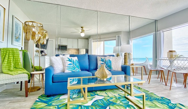 Inviting Gulf-front condo with pool, beach access, private balcony & central AC