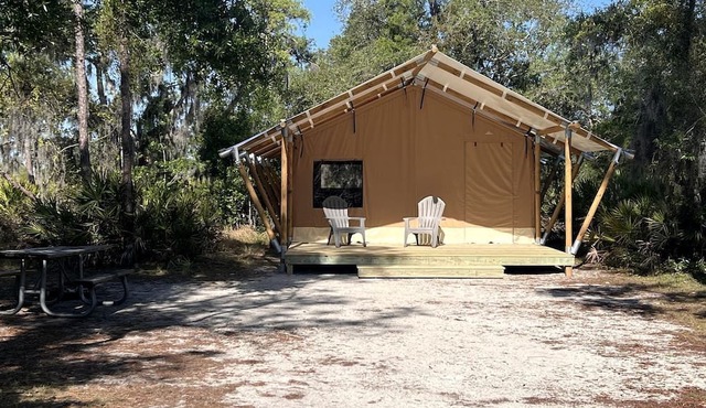Luxurious Deluxe Safari Tent with King Bed and Outdoor Fire Pit in Bradenton, Florida
