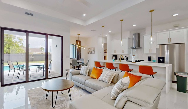 New modern home with pool, lawn, W/D, Wifi and AC