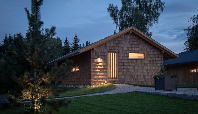 Premium Forest Chalet with a Heated Hot Tub and Private Sauna in Regen