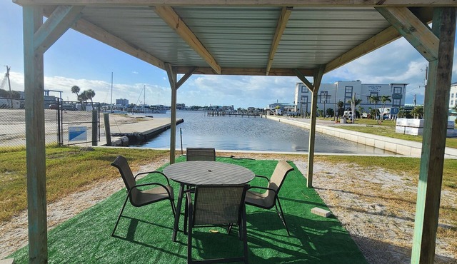 RV camper in Fort Myers Beach waterfront RV park right at bridge