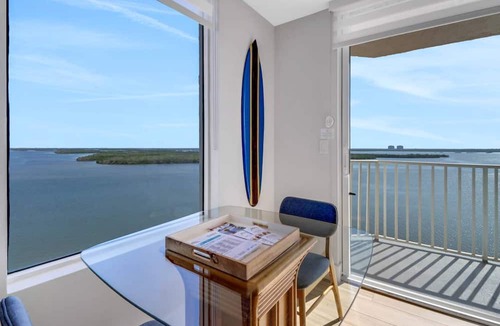 Fort Myers Beach Condo | ESTERO BAY SUNRISE VIEWS | REMODELED 10TH FLOOR, EXTENDED BALCONY | KING BED | LOVERS KEY RESORT
